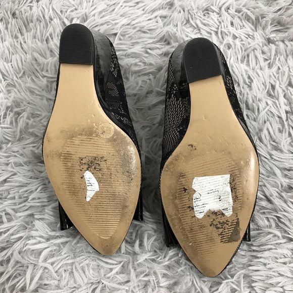 Sole Society Black Lace Patent Bow Wedge So-Katy‎ 6B - Picture 6 of 8
